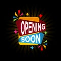 opening soon banner template. opening soon ribbon label sign Royalty Free Stock Photo