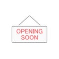 Opening soon sign symbol. Vector opening soon icon isolated on white. Royalty Free Stock Photo