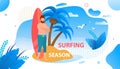 Opening Surfing Season on Tropic Island Banner Royalty Free Stock Photo