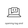 Opening tag and closing tags icon. Trendy modern flat linear vec