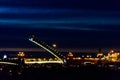 Opening of Trinity drawbridge. Night view of Trinity bridge from the Neva river in St. Petersburg, Russia Royalty Free Stock Photo