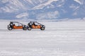 Opening of the Winter Season - Free open auto show - winter carting on the snow track. Karting in the winter