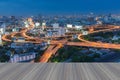 Opening wooden floor, City expressway and highway aerial view