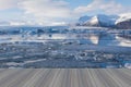 Opening wooden floor, Jokulsarlon ice melting lake Royalty Free Stock Photo