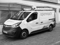 Openreach van in Chepstow, black and white