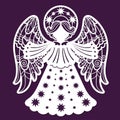 Openwork angel. Template for laser cutting. Vector Royalty Free Stock Photo