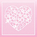 Openwork card with heart and flowers. Laser cutting template. Royalty Free Stock Photo