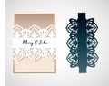 An openwork card with a pattern in the style of Richelieu embroidery. Laser cut template for wedding invitation.