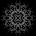 Openwork circular ornament. Decorative ornate pattern of curved lines. The image is made in black and white, monochrome.