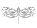 Openwork dragonfly icon. Vector illustration. Isolated black outline on a white background. Creative concept for the