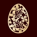 Openwork Easter egg with leaves. Laser cutting or foiling template.