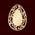 Openwork Easter egg with leaves. Laser cutting or foiling template. Royalty Free Stock Photo