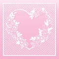 Openwork floral frame with heart and roses. Laser cutting template. Royalty Free Stock Photo