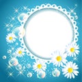 Openwork frame with daisy and bubbles