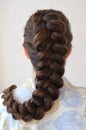 Openwork French braid, hairstyle with long length of hair Royalty Free Stock Photo