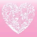 Openwork heart with flowers. Laser cutting template. Royalty Free Stock Photo