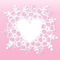 Openwork heart with flowers. Laser cutting template. Royalty Free Stock Photo