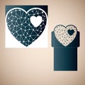 Openwork heart with gossamer. Laser cutting template. Royalty Free Stock Photo