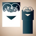 Openwork heart with tender flowers. Vector Laser cutting template. Royalty Free Stock Photo