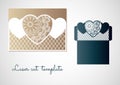 Openwork hearts with mandala pattern. Vector Laser cutting template. Royalty Free Stock Photo