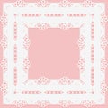 Openwork lace frame on a pink background.