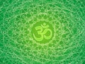 Openwork mandala with the sign of Aum Om. Beautiful ornament in green tones. Royalty Free Stock Photo