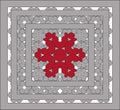 Openwork ornaments with grey, red lace