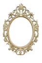 Openwork oval golden colored frame isolated on white