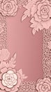 Openwork paper applique boarder frame on rose beige background