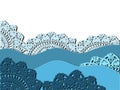 openwork. paper cut illustration sea waves, foam, beach