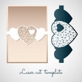 Openwork paper decor with hearts. Laser cutting template for greeting cards and invitations.