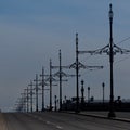 Openwork poles for wires in the art Nouveau style on the Trinity bridge.