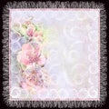 Openwork serviette with colorful floral pattern