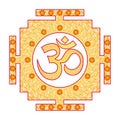 Openwork square tibetan mandala with Aum / Ohm / Om sign in the center. Vector .