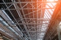 Openwork steel ceiling with ventilation and air conditioning system