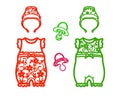 Openwork stencils bodysuits, hats and pacifiers for girls with symmetrical patterns