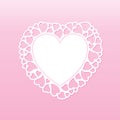 Openwork valentine card with small hearts. Laser cutting vector template.