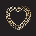 Openwork valentine card with small hearts. Laser cutting vector template.