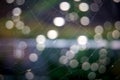 Openwork weave spider web on dark background with bright bokeh