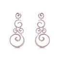 Openwork white gold earrings with diamonds and pink sapphires Royalty Free Stock Photo