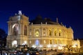 Opera and Ballet Theatre at night in Odessa Ukraine Royalty Free Stock Photo