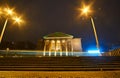 Opera building and traffic light at night Royalty Free Stock Photo