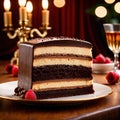 Opera Cake , traditional popular sweet dessert cake