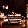 Opera Cake , traditional popular sweet dessert cake