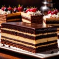 Opera Cake , traditional popular sweet dessert cake