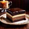 Opera Cake , traditional popular sweet dessert cake