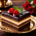 Opera Cake , traditional popular sweet dessert cake