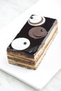 Opera cake on a white background. Royalty Free Stock Photo