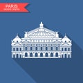 Opera Garnier Paris France. Flat vector icon with shadow Royalty Free Stock Photo