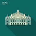 Opera Garnier Paris France. Flat vector icon with shadow